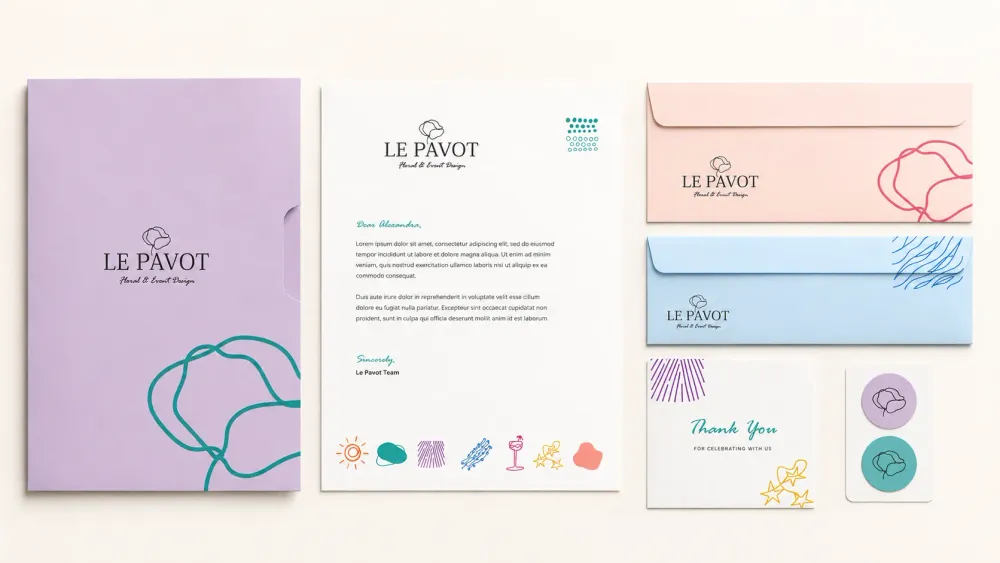 prints and collateral design branding le pavot marra 